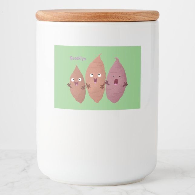 Rótulo Para Comida Bonitinho cantando batata-doce legumes (Frente)