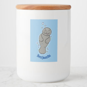 Rótulo Para Comida Bonito bebê manateado com ilustração de bolhas