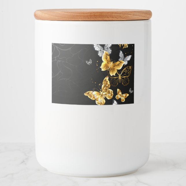 Rótulo Para Comida Borboletas Douradas e brancas (Frente)