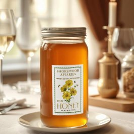 Rótulo Para Comida Borda Realista de Mel de Flor Selvagem 2x3"