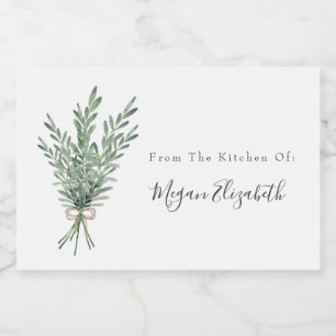 Rótulo Para Comida Buquê Rosemary de Aquarela com Arco de Juta
