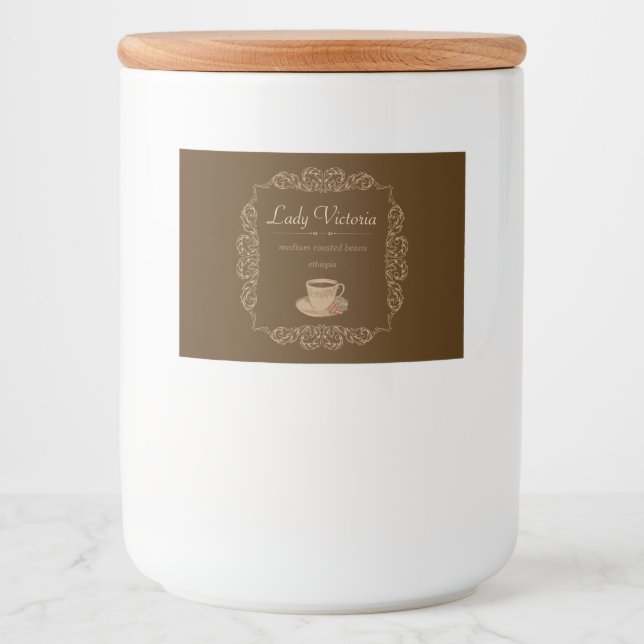 Rótulo Para Comida Café custom marrom vintage (Frente)