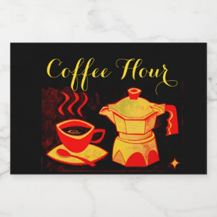 Rótulo Para Comida CAFÉ HORA/Café Amarelo Vermelho E Café