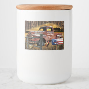 Rótulo Para Comida Caminhão Vermelho Antiquado Vintage Caminhão Faz