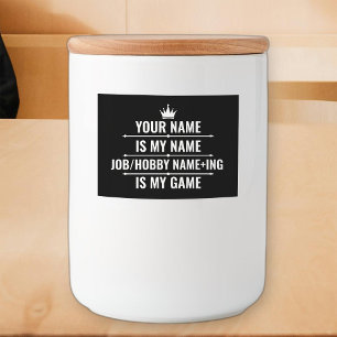 Rótulo Para Comida Cargo Engraçado Personalizado e Nome do Hobby