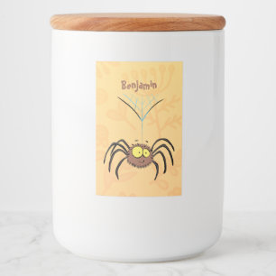 Rótulo Para Comida Caricatura engraçada de aranha fofa