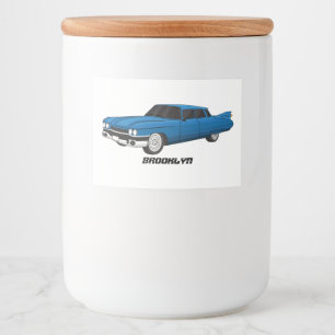 Rótulo Para Comida Carro clássico azul gelado de 1959