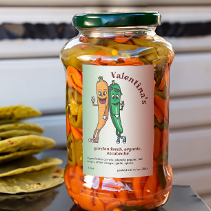 Rótulo Para Comida Carrot e Pepper Pals Cartoon Escabeche Pickle