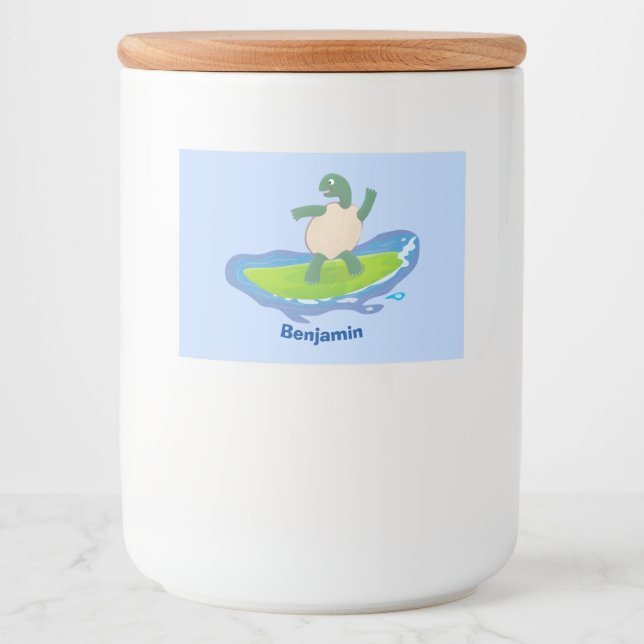 Rótulo Para Comida Cartografia de surf de tartaruga engraçada (Frente)