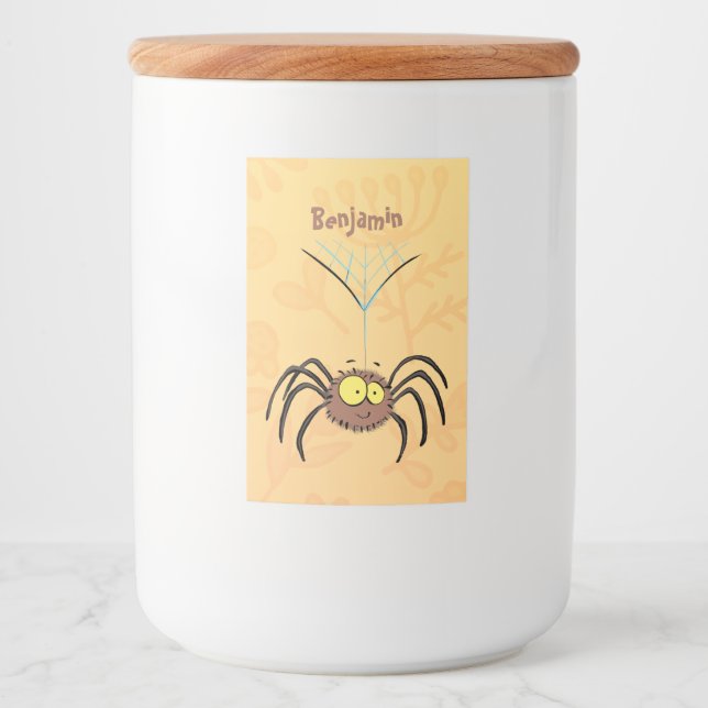 Rótulo Para Comida Cartografia engraçada e fofa da aranha (Frente)