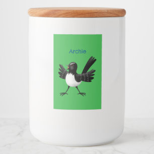 Rótulo Para Comida Cartoon australiano Willie Wagtail personalizado