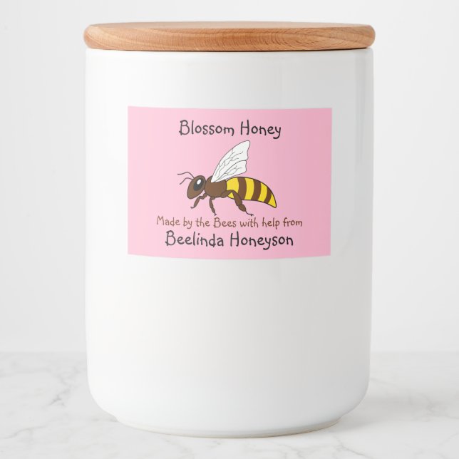 Rótulo Para Comida Cartoon Bee Blossom Honey Jar Labels (Frente)