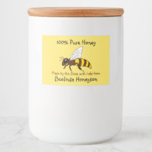 Cartoon Bee Honey Jar Labels