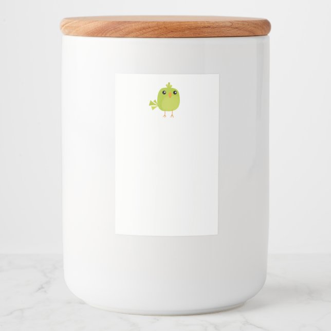 Rótulo Para Comida Cartoon de Pássaro Verde (Frente)