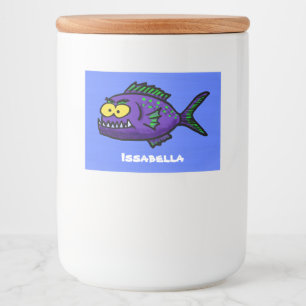Rótulo Para Comida Cartoon de peixe Piranha