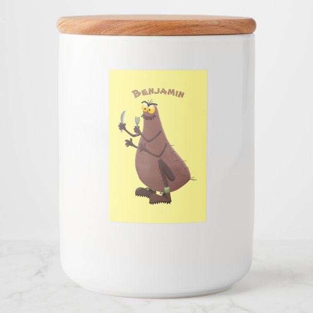 Rótulo Para Comida Cartoon feio e faminto (Frente)