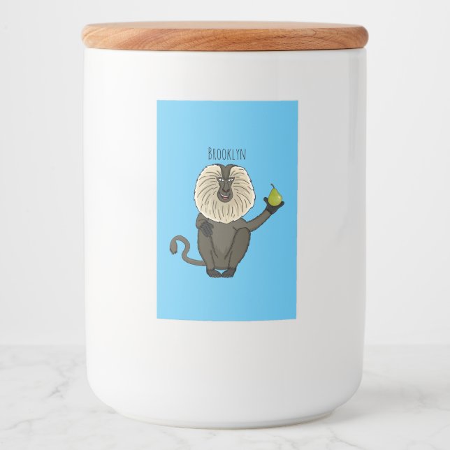 Rótulo Para Comida Cartoon macaco macaco-cauda-leão engraçado (Frente)