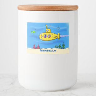 Rótulo Para Comida Cartoon submarino feliz