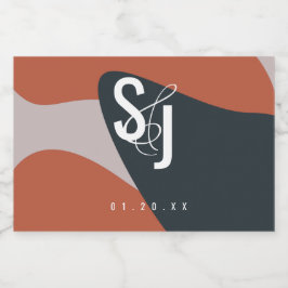 Rótulo Para Comida Casamento Blush Azul Orgânico Terracotta