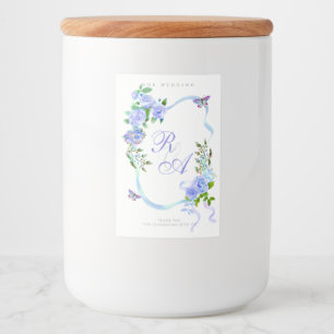 Rótulo Para Comida Casamento de Monograma com Fita Azul
