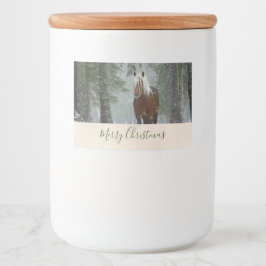 Rótulo Para Comida Cavalo Castanho Cênico no Natal da Floresta de inv