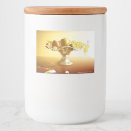 Rótulo Para Comida Cesto de vidro com frutas e bateria