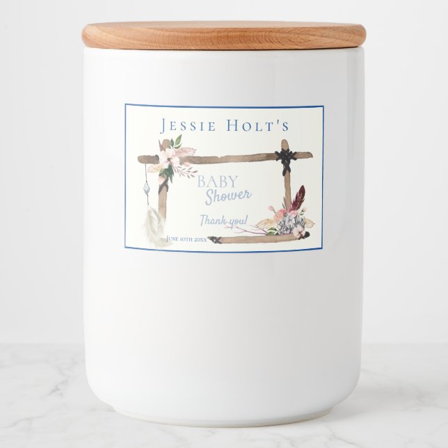 Rótulo Para Comida Chá de fraldas de Sudoeste Bonito (Frente)