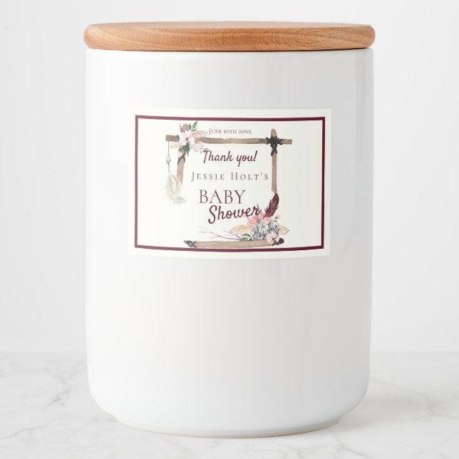 Rótulo Para Comida Chá de fraldas de Sudoeste Bonito (Frente)