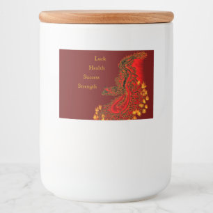 Rótulo Para Comida China Dragon vermelho e design de ouro
