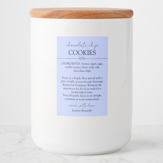 Rótulo Para Comida Chocolate Chip Cookie Lilado simples (Frente)