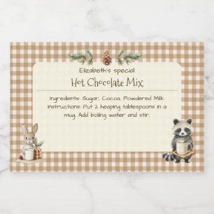 Rótulo Para Comida Chocolate Quente de Natal Mix Pequenos Animais Gin