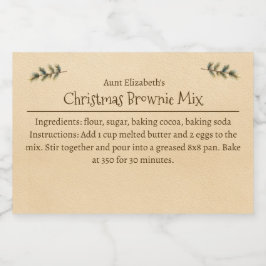 Rótulo Para Comida Christmas Brownie Baking Mix Personalized Simple