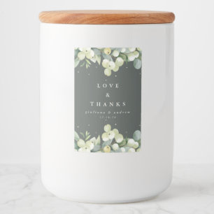 Rótulo Para Comida Cinza Verde Snowberry+Eucalyptus Casamento no inve