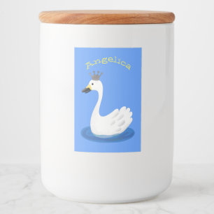 Rótulo Para Comida Cisne branco-branco com desenho animado