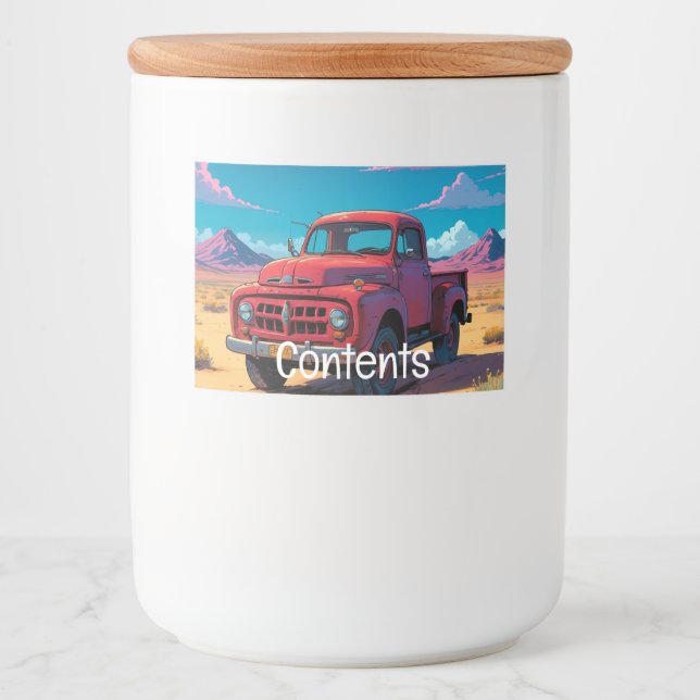 Rótulo Para Comida Clássico Caminhão de Pickup Americano (Frente)