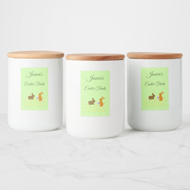 Rótulo Para Comida Coelhinhos de Páscoa e Daffodils - Fácil Personali (Garrafas)