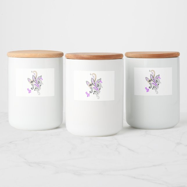 Rótulo Para Comida Coleção Luxuosa de Paisley Botânico (Garrafas)