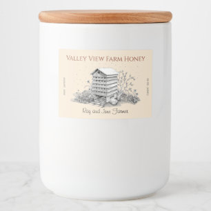 Rótulo Para Comida Colmeia de Vintage e Abelhas Ilustradas Goldenrod