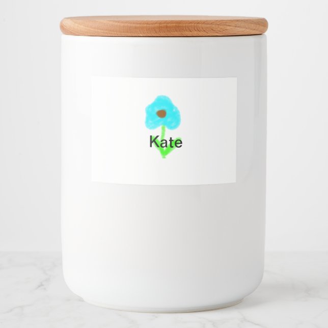 Rótulo Para Comida Cor de água verde azul adicione seu nome (Frente)