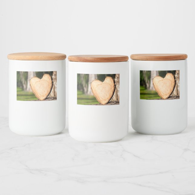 Rótulo Para Comida coração de madeira (Garrafas)