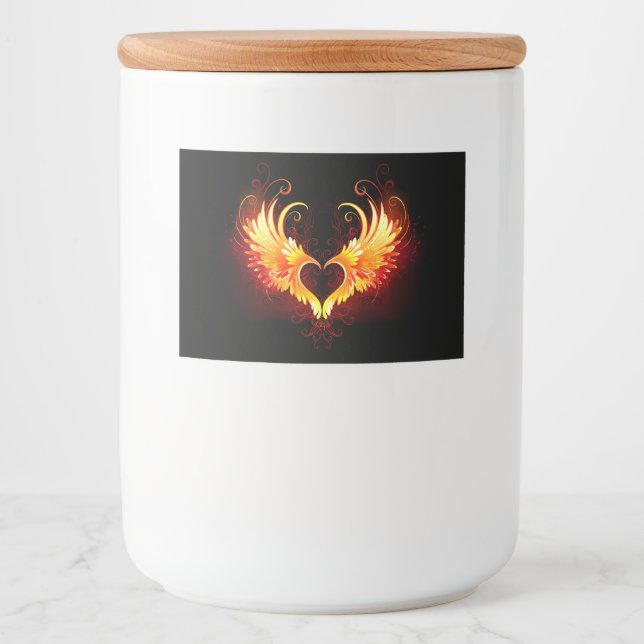 Rótulo Para Comida Coração do Anjo Fogo com Asas (Frente)