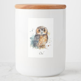 Rótulo Para Comida Coruja-branca em aquarela, personalizável