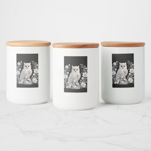 Rótulo Para Comida Coruja Pérola Cristal Branco (Garrafas)