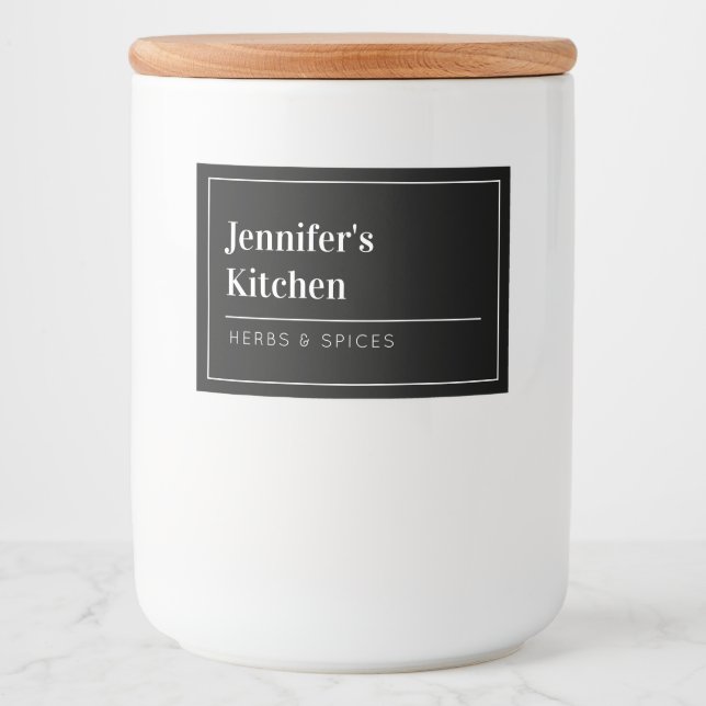 Rótulo Para Comida Cozinha Minimalista Moderna Negra (Frente)