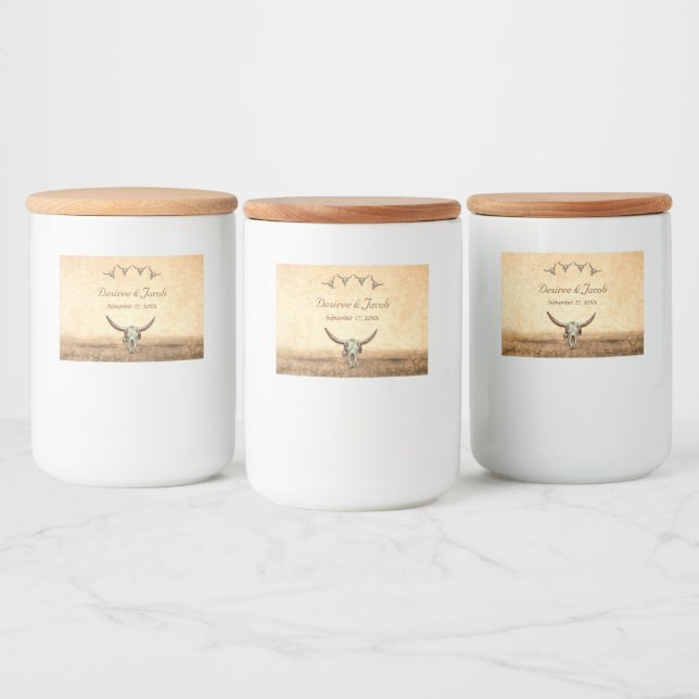 Rótulo Para Comida Crânio De Vaca De Casamento Russo Ocidental (Garrafas)