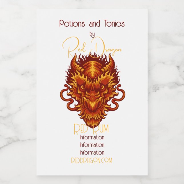 Rótulo Para Comida Crie a sua cabeça de dragão vermelho (Rótulo Único)