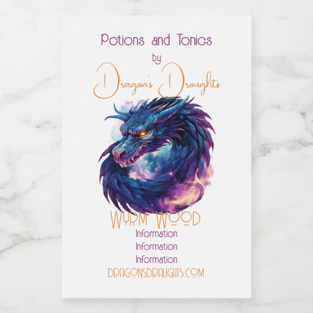 Rótulo Para Comida Crie Seu Próprio Dragão Roxo Místico (Rótulo Único)