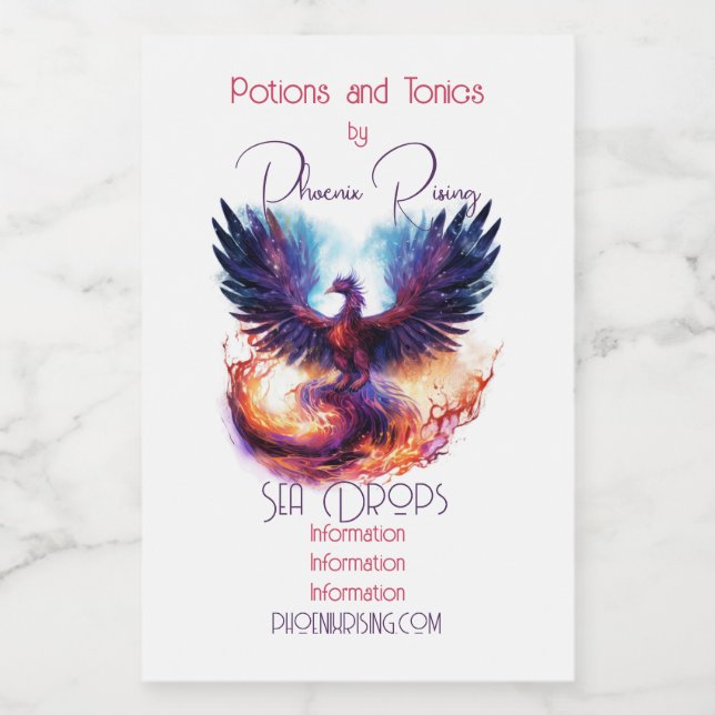 Rótulo Para Comida Crie Seu Próprio Pássaro de Fogo Mitológico Fênix (Rótulo Único)