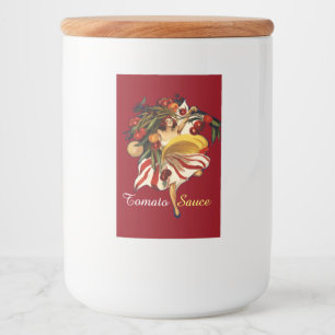 RÓTULO PARA COMIDA DANÇA DO PARTIDO DOS ESPAGUETES, MOLHO DE TOMATE