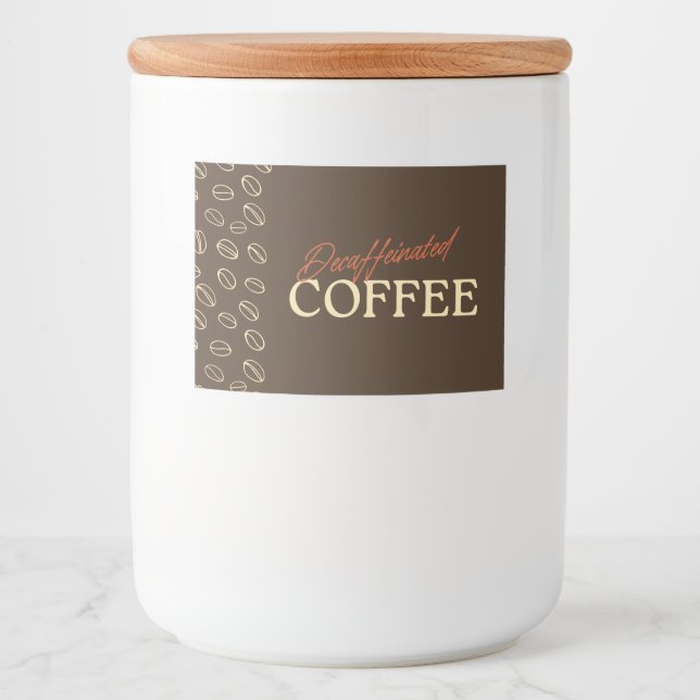 Rótulo Para Comida Decaffeinated Coffee Label – Retro Coffee Beans (Frente)